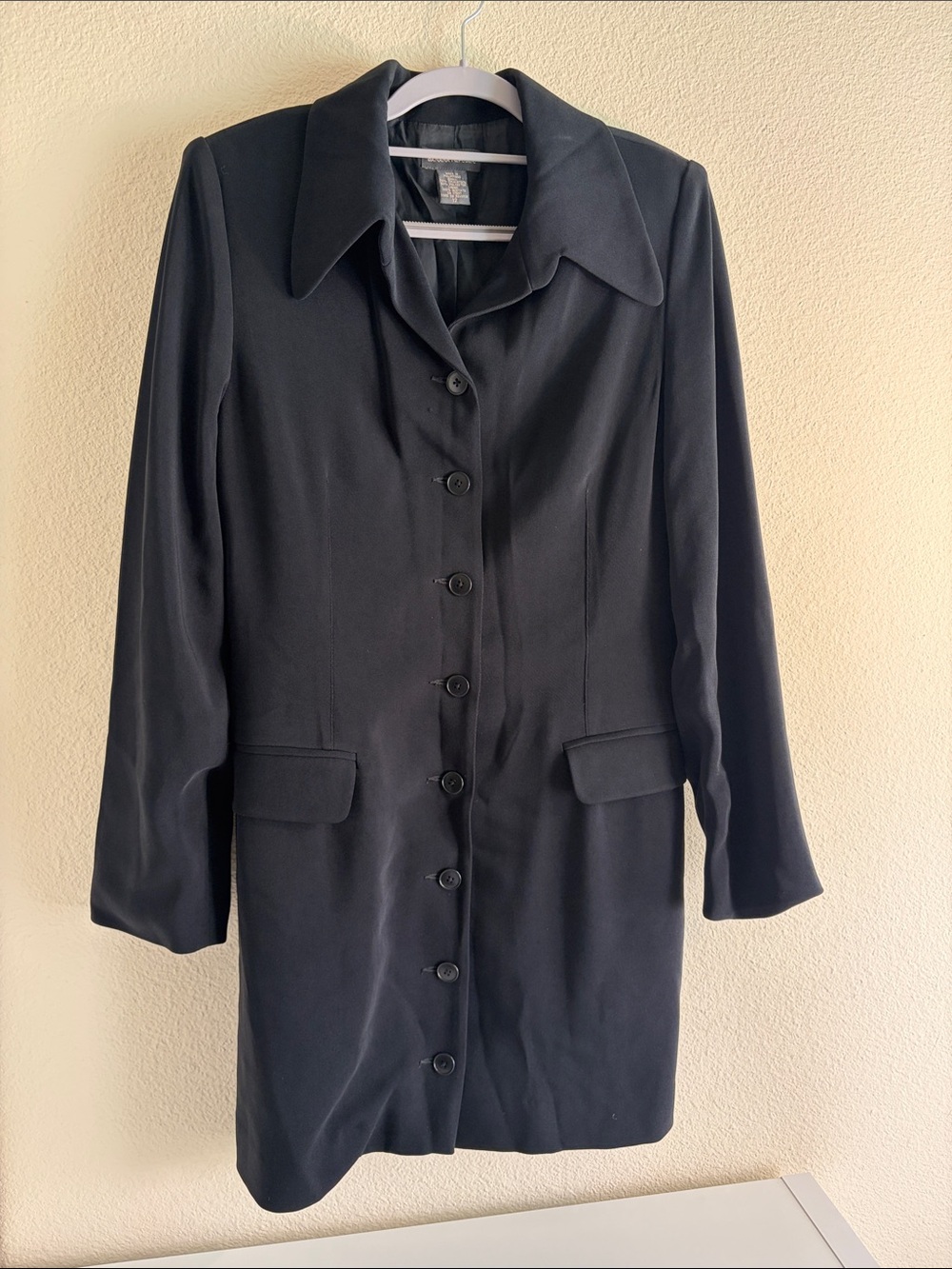 Banana Republic Black Long Button-Front Trench Coat
